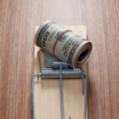 Mouse trap with cash as bait