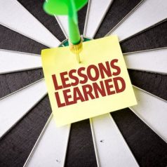 Lessons Learned sign in bullseye of target
