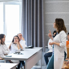 Doctors learning in a classroom